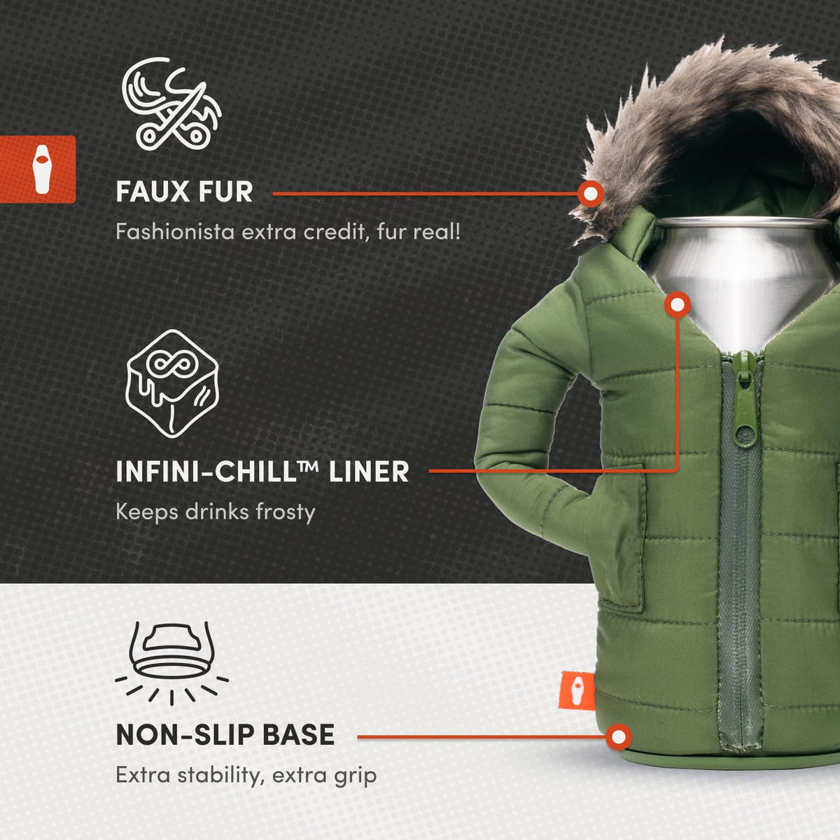Puffin Pahka Parka Insulated Can Cooler Slim Fit Keeps Drinks Cold Sandy White