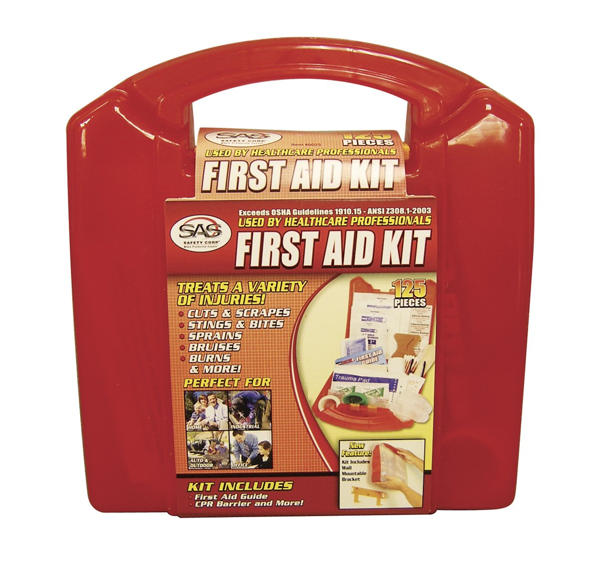 Survival Air Systems 6025 First Aid Kit for 25 Employees ANSI Compliant Red
