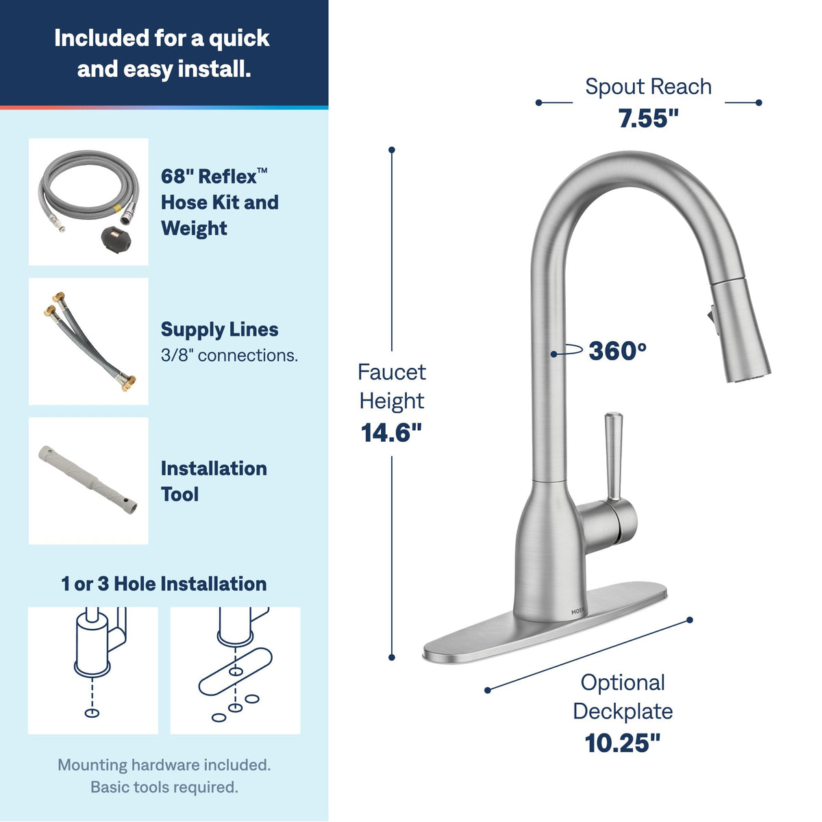 Moen Adler Spot Resist Stainless One -Handle High Arc Pulldown Kitchen Faucet