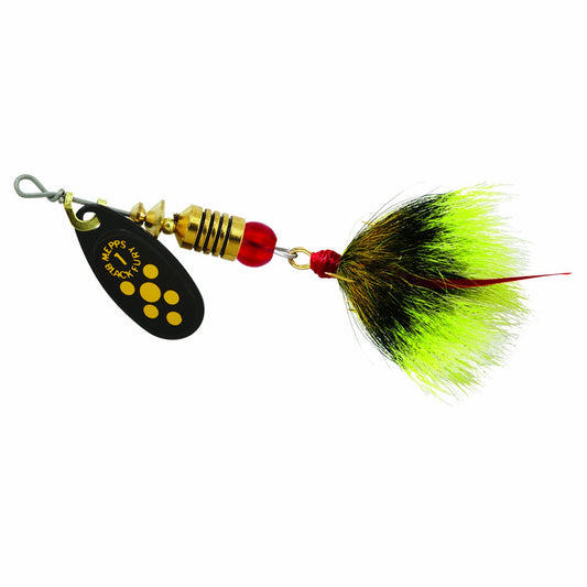 Mepps Black Fury Spinner Lure 1/8 oz Yellow Dot Freshwater Fishing Lure
