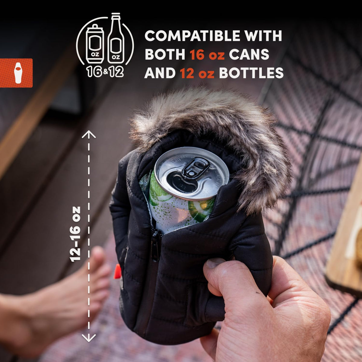 Puffin Pahka Parka Insulated Skinny Can Cooler for 12 oz and 16 oz Beverages