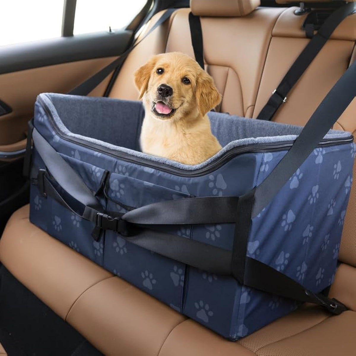 Elite Edge Booster Car Seat for Dogs Up to 55 lb Large Pet Travel Bed Carrier