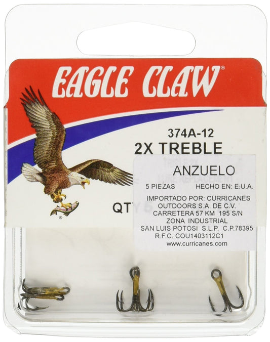 Eagle Claw 374A-12 Classic Bronze Treble Hook, 12-Pack for Crankbaits Lures