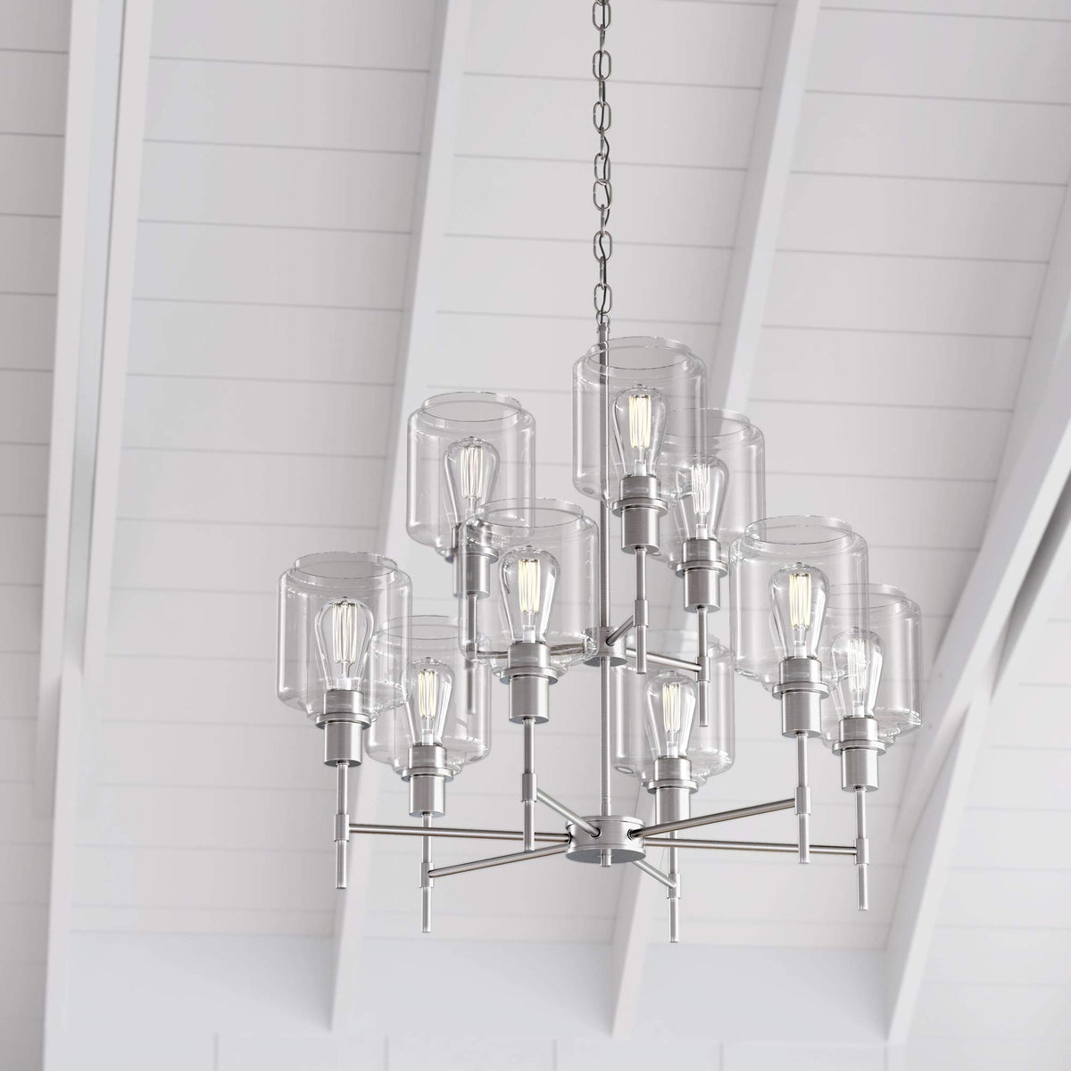 Millennium 6909-SN 9-Light Asheville Chandelier, Satin Nickel Finish
