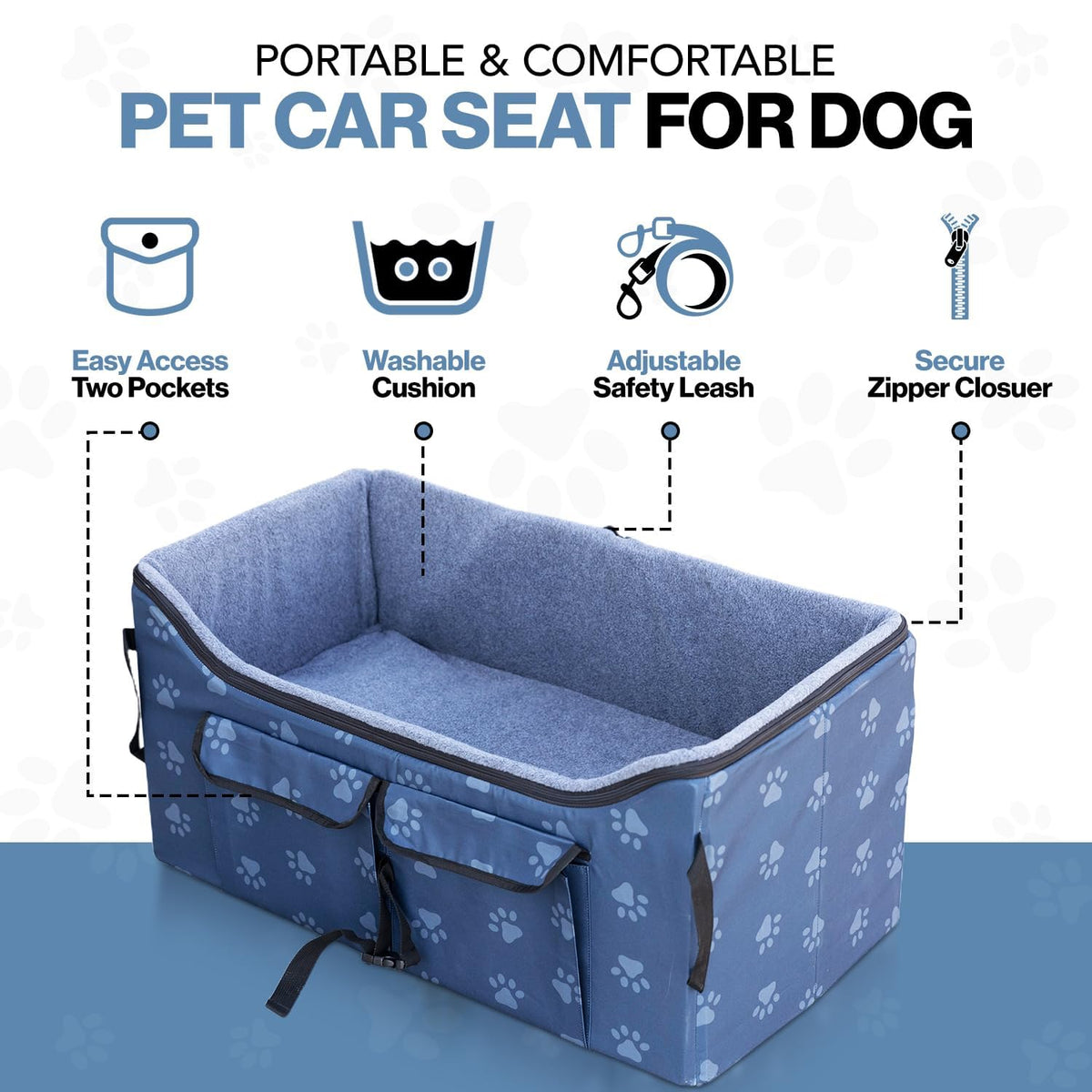 Elite Edge Booster Car Seat for Dogs Up to 55 lb Large Pet Travel Bed Carrier