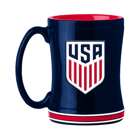 USA Men's Soccer Team 14oz Sculpted Coffee Mug - 3D Logo, Team Colors, Ceramic