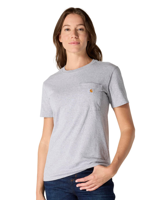 Carhartt Women's Heavyweight Pocket T-Shirt Heather Gray XXL