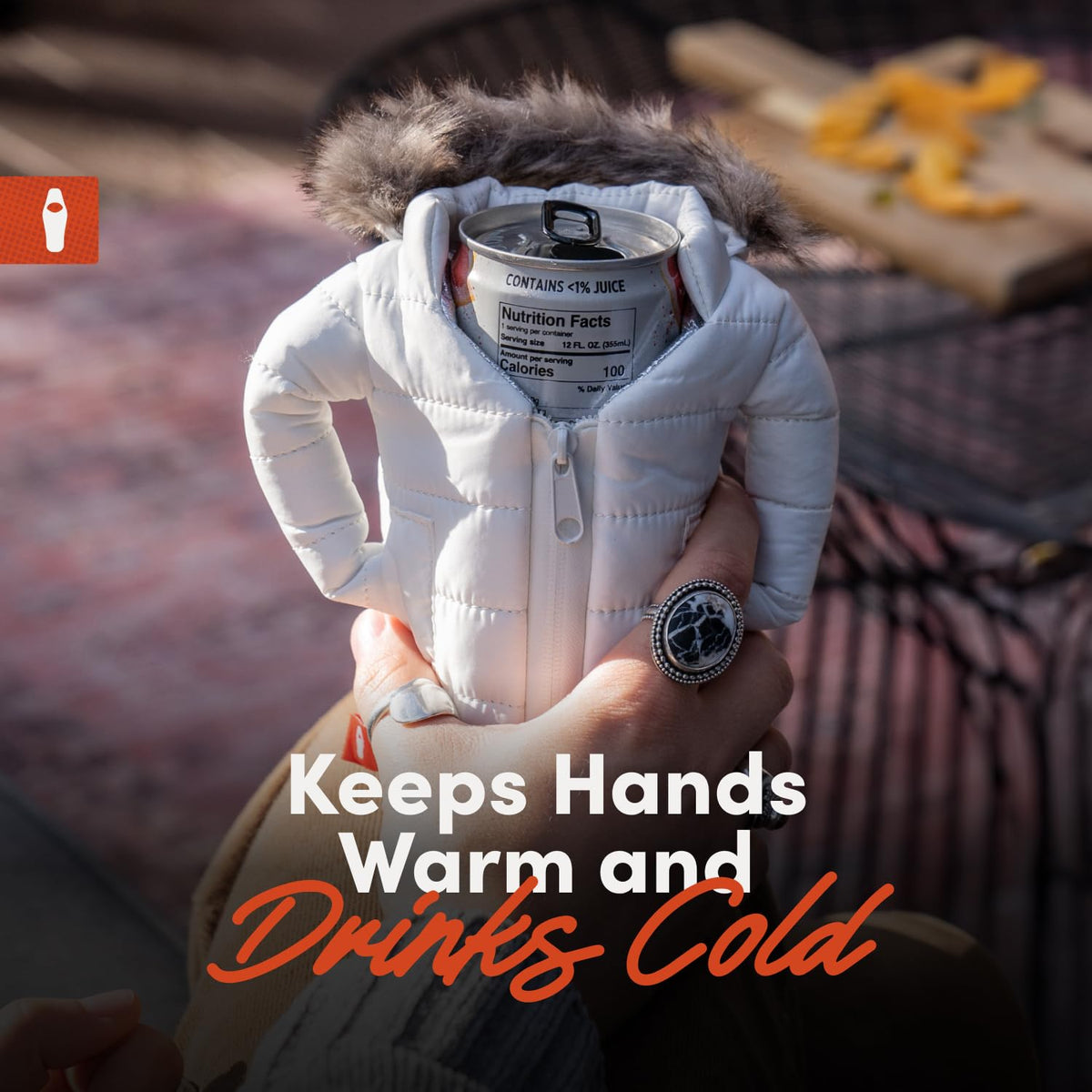 Puffin Pahka Parka Insulated Can Cooler Slim Fit Keeps Drinks Cold Sandy White