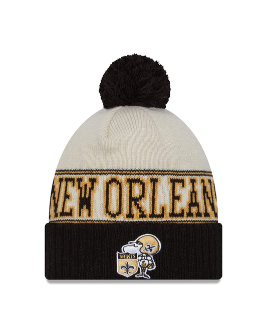Orleans Saints Men's Black Cuffed Knit Beanie - NFL Pom Hat One Size