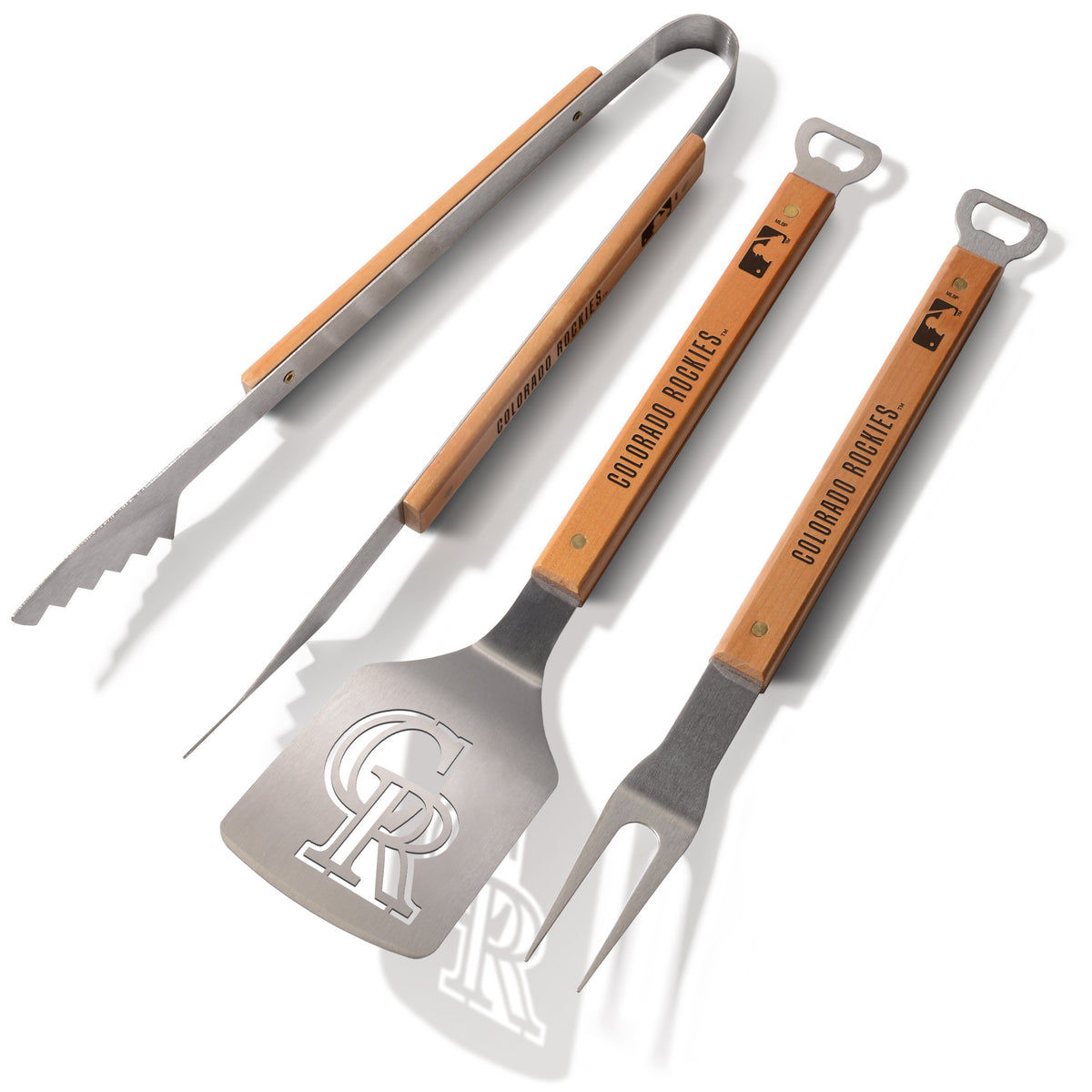 MLB Kansas City Royals 3PC BBQ Tool Set Sportula Fork Tongs Stainless Steel