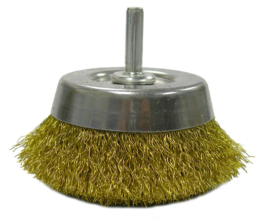Weiler 14311 2-3/4" Crimped Brass Wire Cup Brush.0118" 1/4" Stem USA