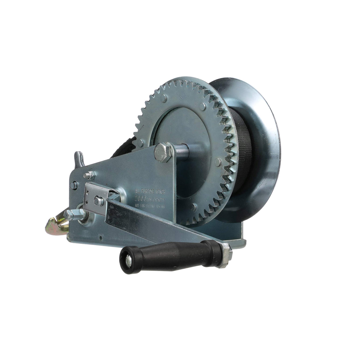 Seachoice 52251 2-Speed Manual Boat Trailer Winch 2000 lb 25' Strap Hook