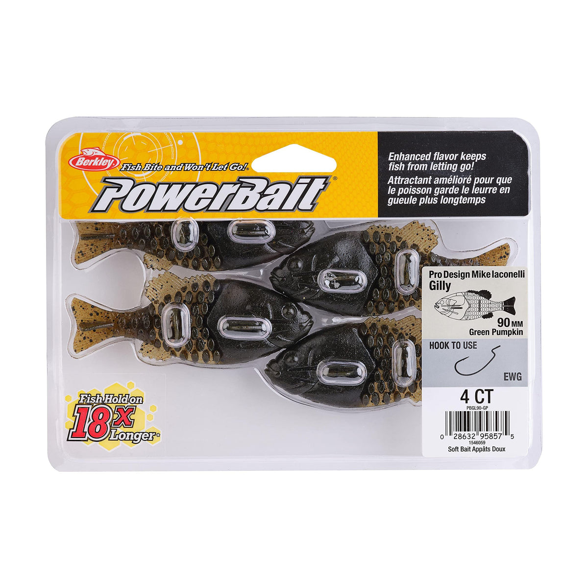 Berkley PowerBait Gilly Soft Bait, Green Pumpkin, 90mm Fishing Lure