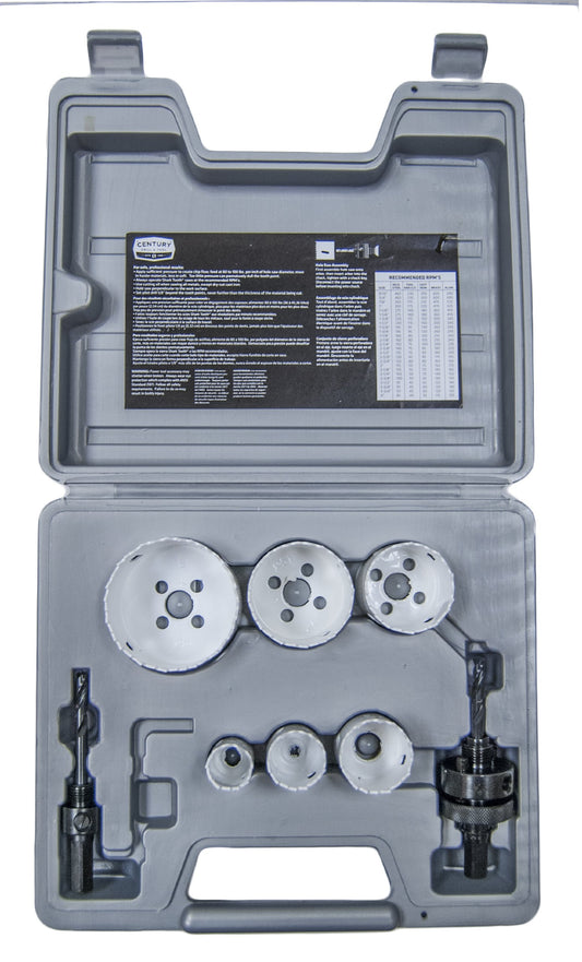 Century Drill & Tool 5902 Shark Tooth Bi-Metal Hole Saw Kit - 8 Piece Set