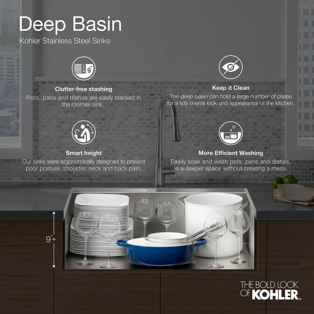 Kohler 3171-HCF-NA Undertone Preserve 31.5 in x 18 in Stainless Steel Undermount