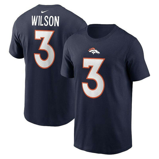 Nike Russell Wilson Denver Broncos NFL Player Name Number T-Shirt Men's Blue