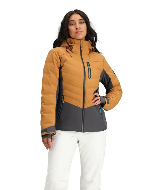 Obermeyer Cosima Down Jacket Brown Sugar 6 Waterproof Ski Coat Insulated