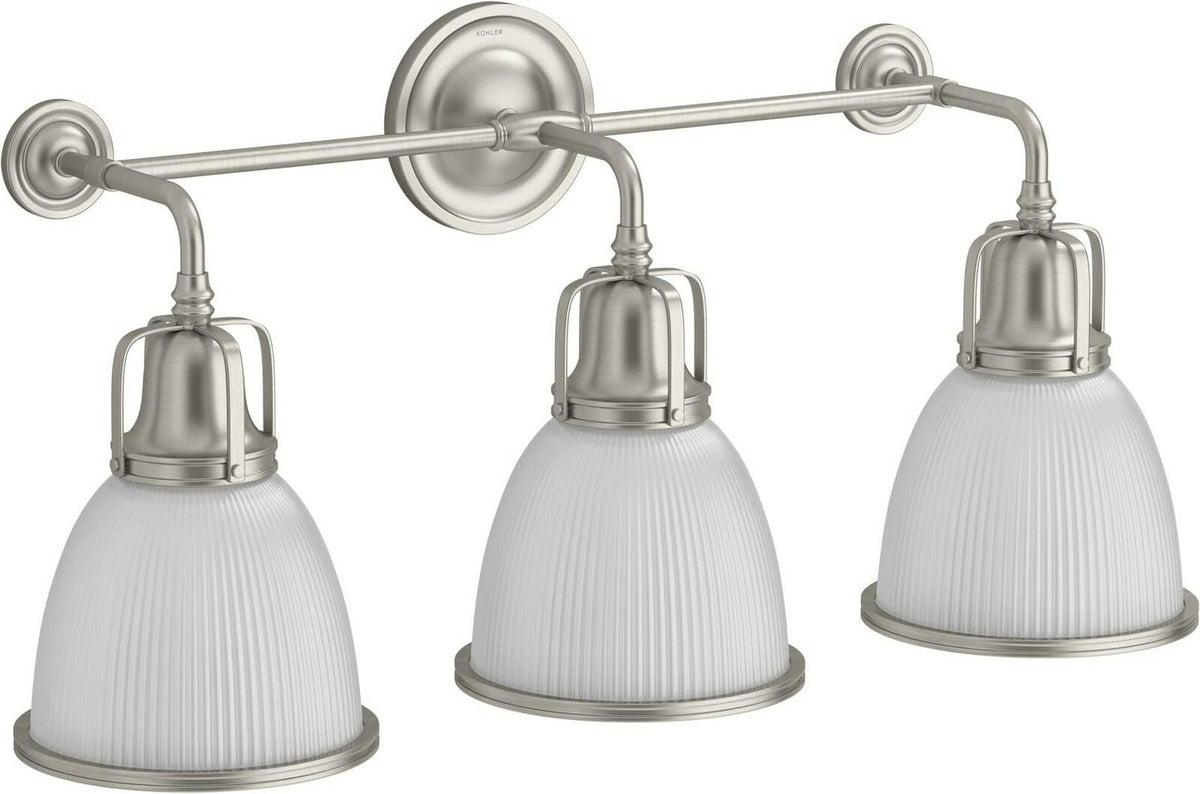 Kohler Hauksbee 32283-SC03 28 in 3 Light Wall Sconce Polished Nickel Glass Shade