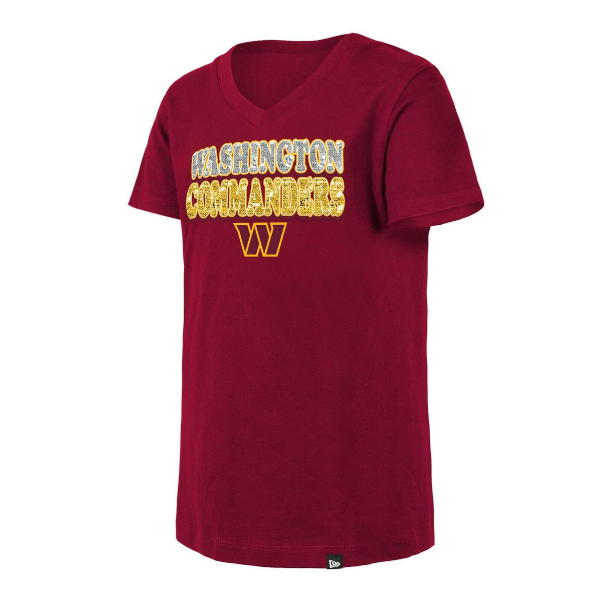 Era Girls Burgundy Washington Commanders Sequin V-Neck T-Shirt