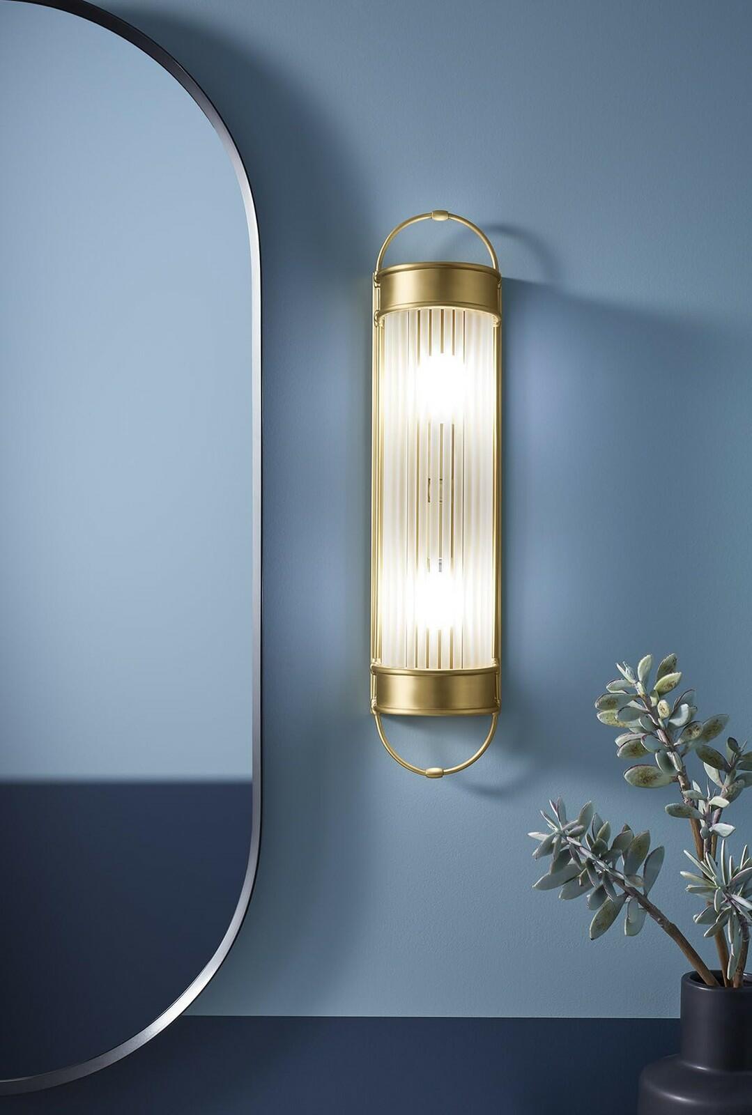 Kohler 27752-SC02-2GL Wall Sconce Brushed Brass Ribbed Glass Bathroom Light