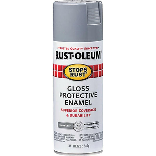 Rust-Oleum 12 oz. Stops Rust Gloss Smoke Gray Spray Paint - Finish