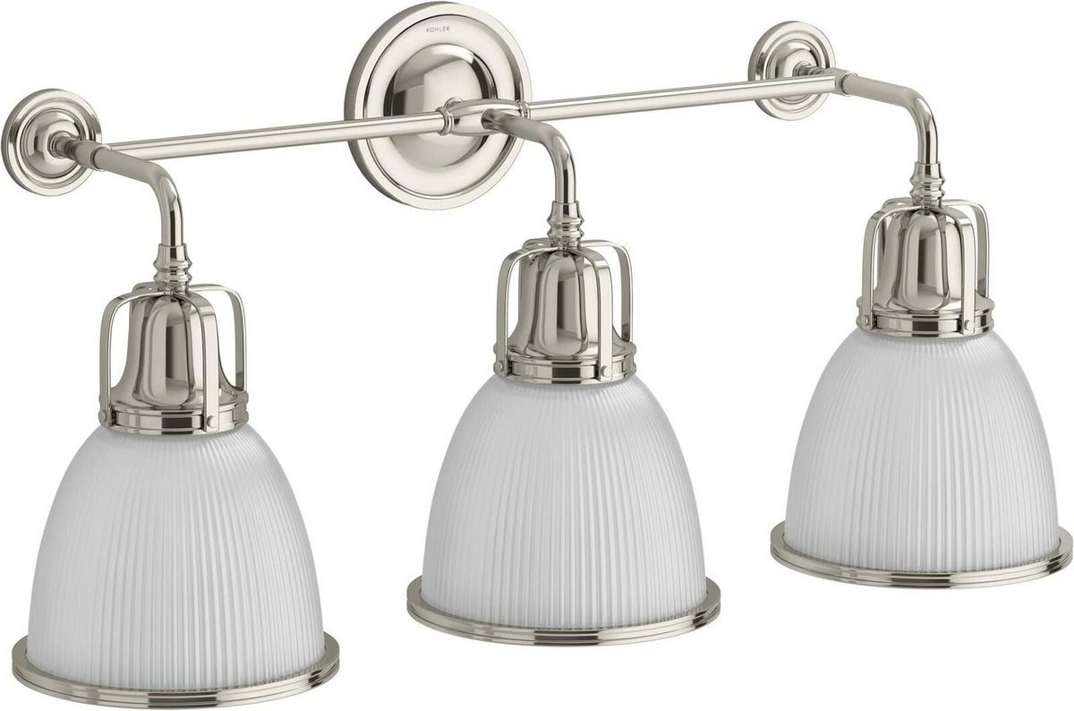 Kohler Hauksbee 32283-SC03 28 in 3 Light Wall Sconce Polished Nickel Glass Shade