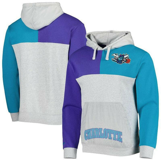Mitchell & Ness Charlotte Hornets Tie-Breaker Pullover Hoodie Gray Men's M