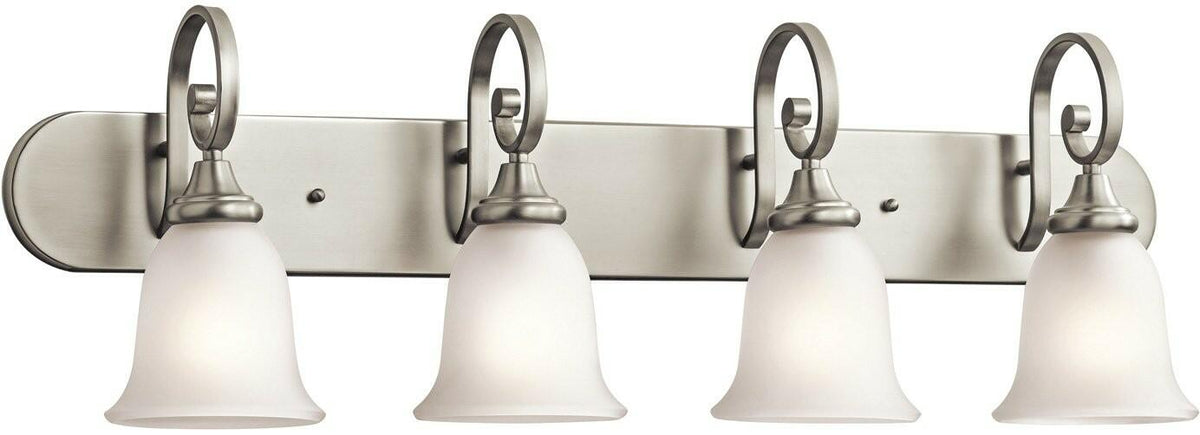 Monroe Kichler 36" 4-Light Vanity Light Brushed Nickel Satin Glass Design