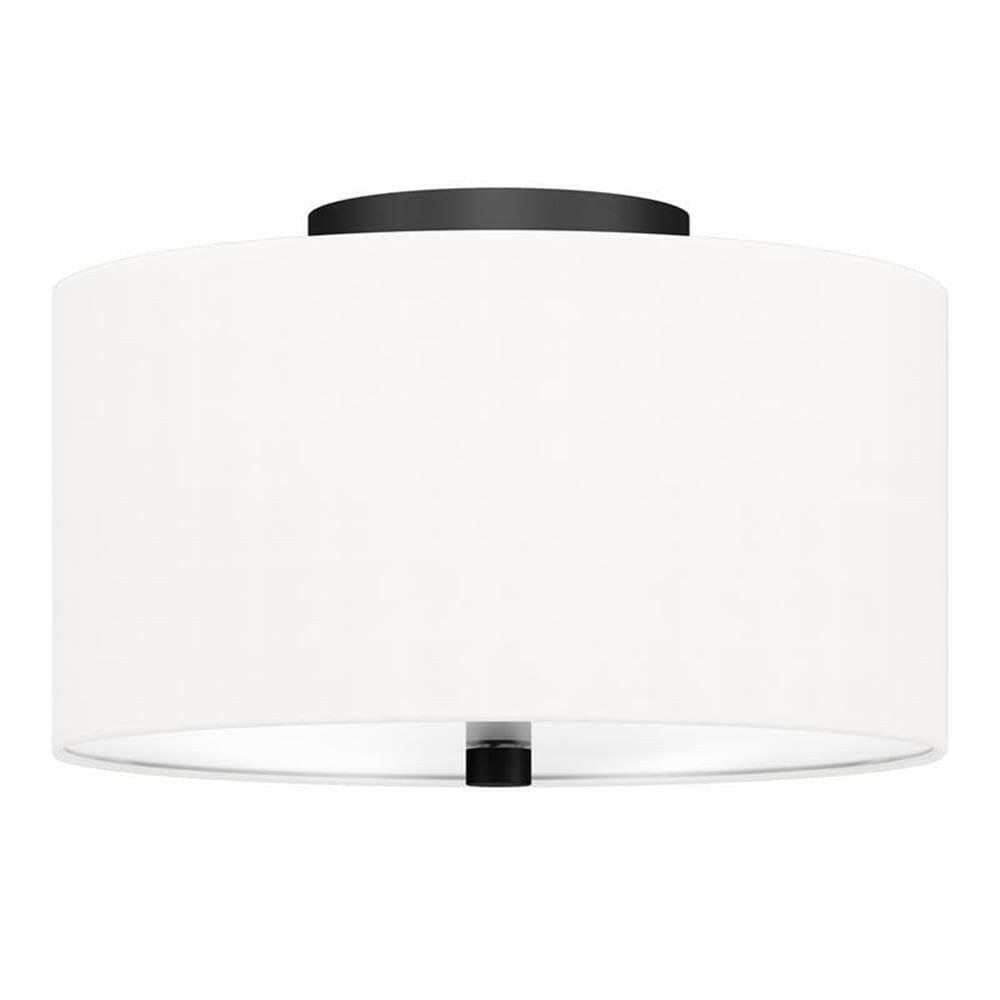 Ellis SF1504 12" Flush Mount Ceiling Light Matte Black White Shade