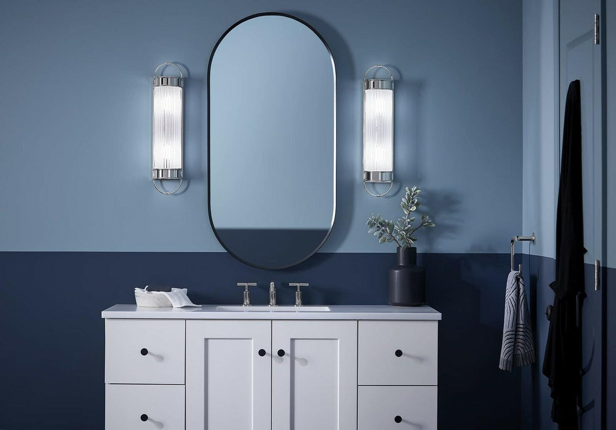 Kohler 27752-SC02-2GL Wall Sconce Brushed Brass Ribbed Glass Bathroom Light