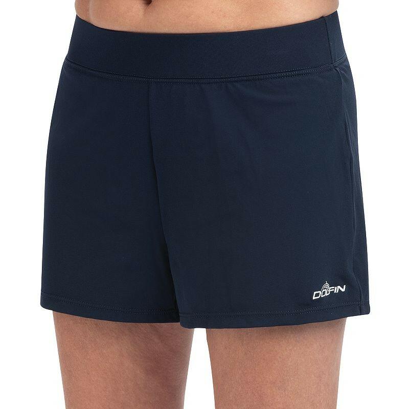 Dolfin 6200SLD Aquashape Women's Solid Black Loose Fit Swim Short, Medium