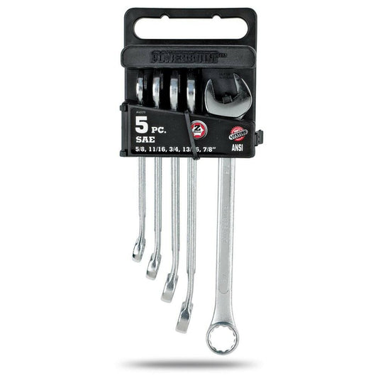 Powerbuilt 5-Piece SAE Combination Wrench Set with Storage Tray, Model 640079