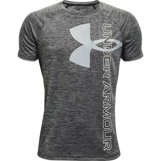 Under Armour Boys Tech Split Logo Hybrid T-Shirt Red Black Youth XL