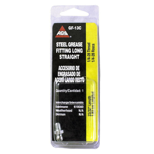 AGS GF-13C Steel Grease Fitting 1/4-28 Male 23/32" Length - Tool