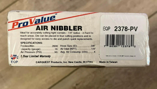 Carquest 2378PV Air Nibbler 16 GA Metal Cutter Compact Pneumatic Tool