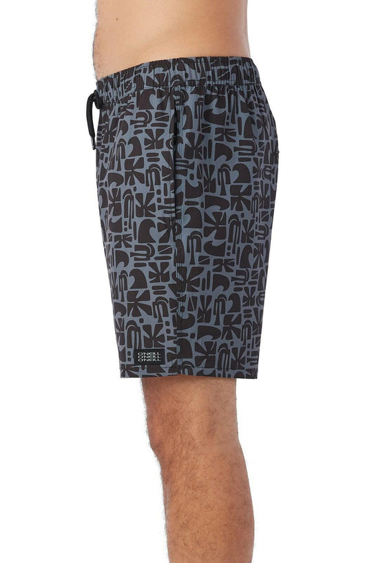 Mens Stencil Volley Swim, Black, XXL
