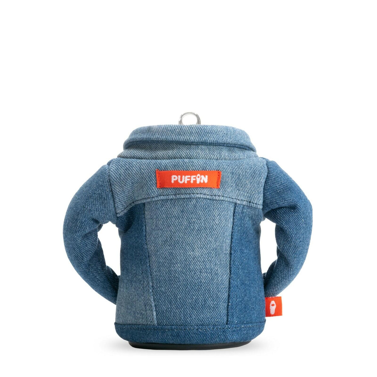 Puffin Denim Can Cooler - Insulated 12oz Beverage Insulator Blue Denim