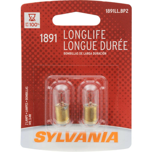 SYLVANIA 1891 Long Life Miniature Bulb 2 Pack Automotive Replacement Lamps