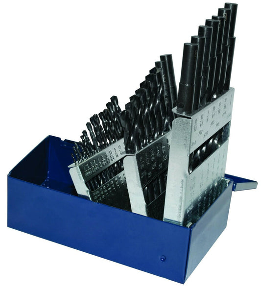 Century Drill & Tool 24038 Pro Grade Reduced Shank Black Oxide Drill Set, 29 Piece, Made in The USA