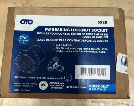 OTC FW Bearing Locknut Socket 1/2" Sq. Drive 6928