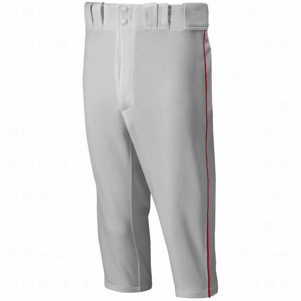 Mizuno Premier Short Piped Pants for Boys, Medium Grey/Red Activewear