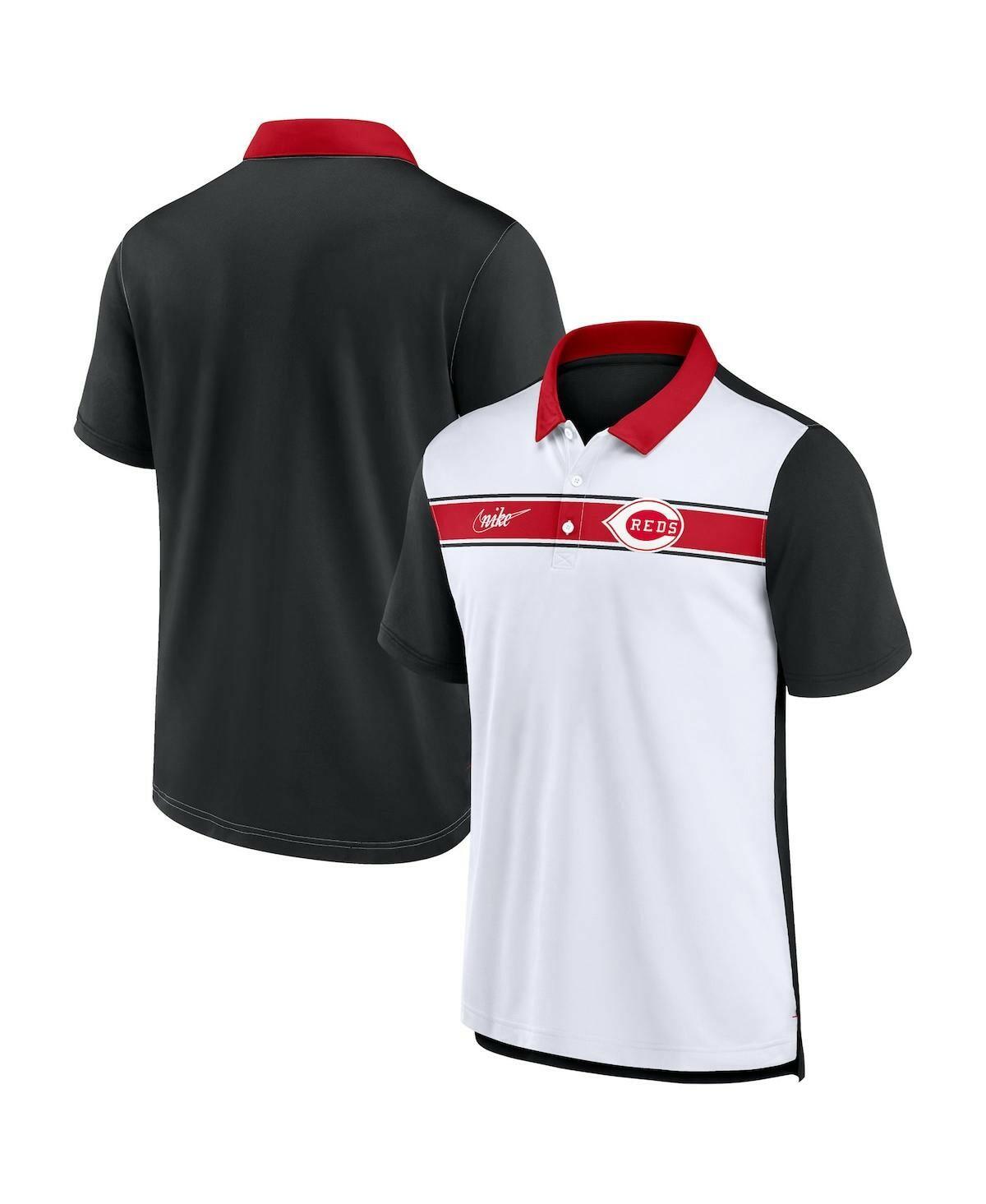 Nike Cincinnati Reds Rewind Stripe Men's Polo Shirt White Black Red Size L