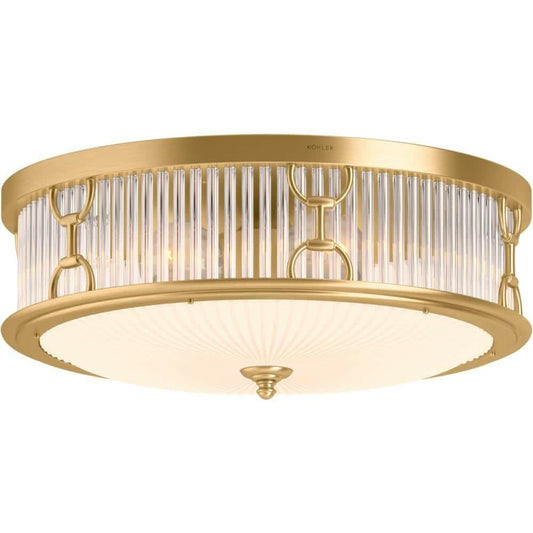 Kohler Terret 27750-FM03 15 in Flush Mount Ceiling Light Brushed Moderne Brass