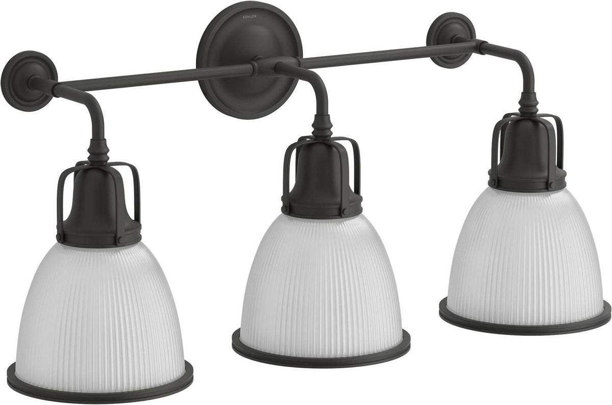 Kohler Hauksbee 32283-SC03 28 in 3 Light Wall Sconce Polished Nickel Glass Shade