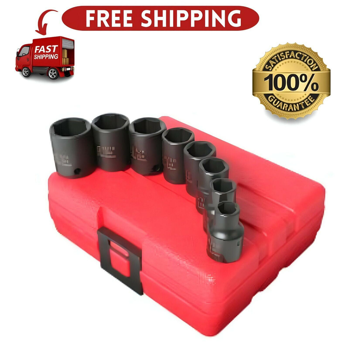 Sunex 3650 3/8" Drive SAE 6-Point Impact Socket Set 8-Piece