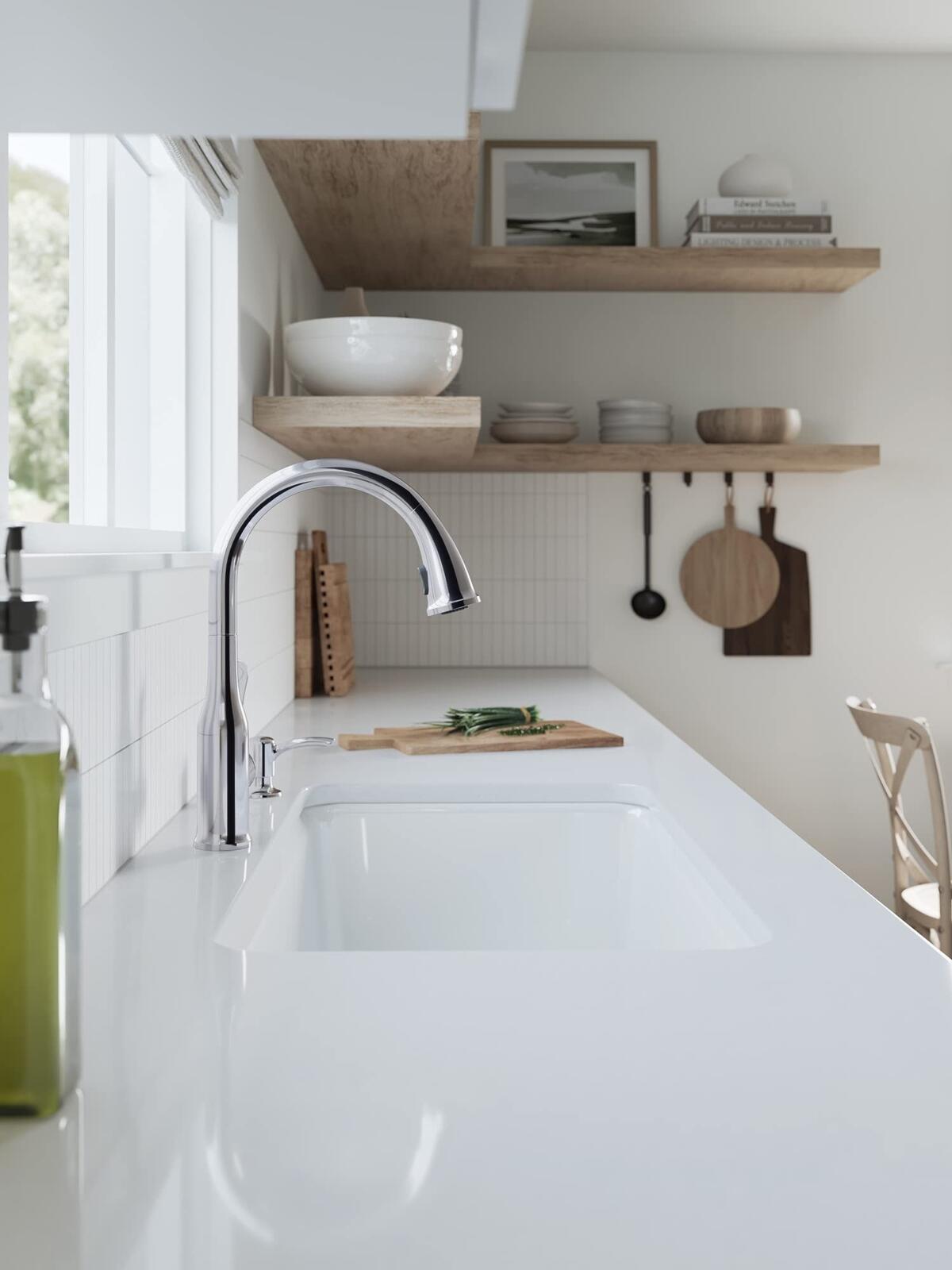 Kohler Motif Kitchen Faucet with Pull-Down Sprayer & Soap Dispenser, Chrome