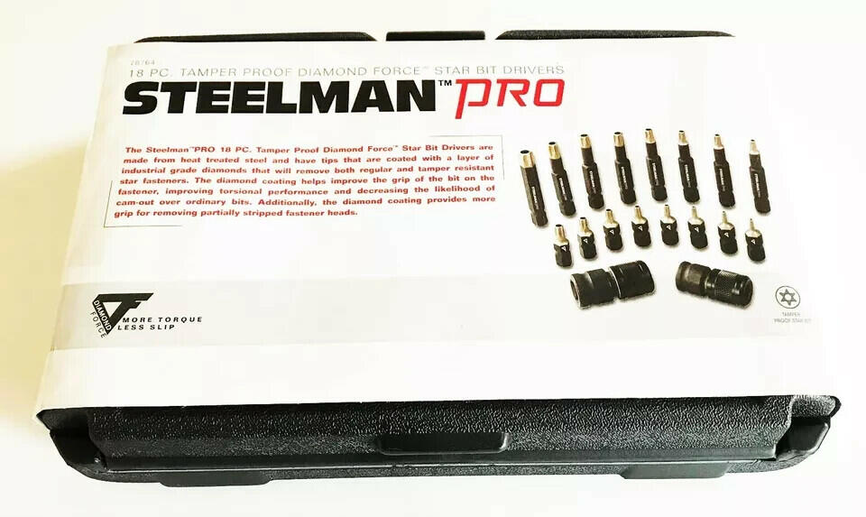 Steelman Pro 18pc Tamper-Proof Star Bit Socket Set 78764, Tool Kit
