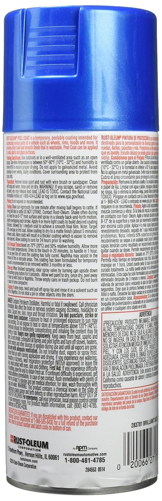 Rust-Oleum 283781 11oz Blue Matte Peel Coat Spray, Temporary Paint Finish