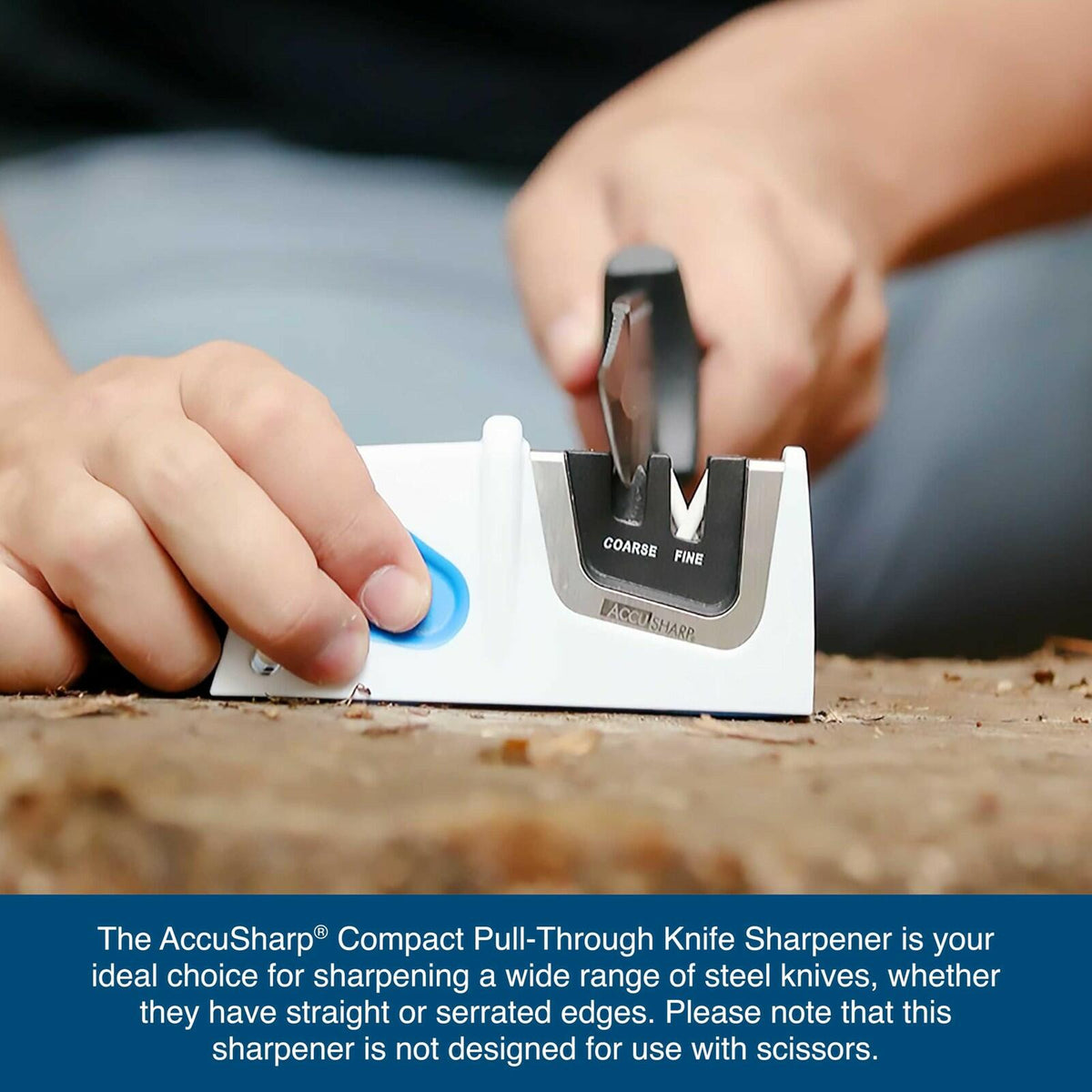 AccuSharp 2-Stage Knife Sharpener, Compact Pull-Through, Tungsten Carbide, Blue