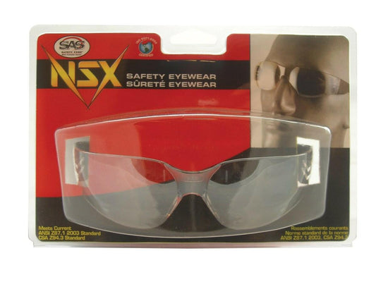 SAS NSX Safety Glasses Black Temple Clear Lens Clamshell - Now